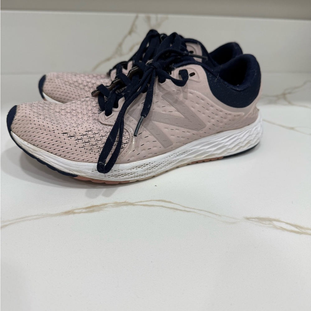 New Balance Pink and Blue Athletic Shoes with Breathable Knit Upper